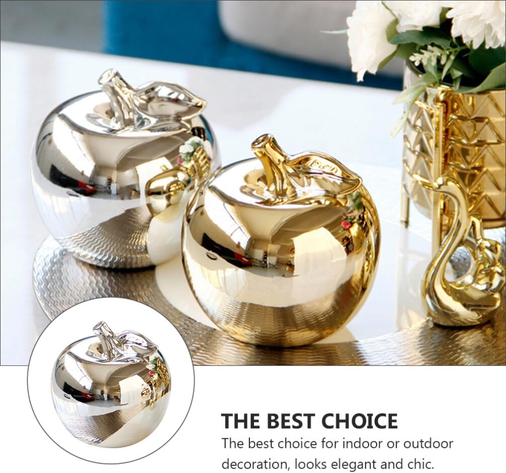 Ciieeo Silver Artificial Apple Decor Statue