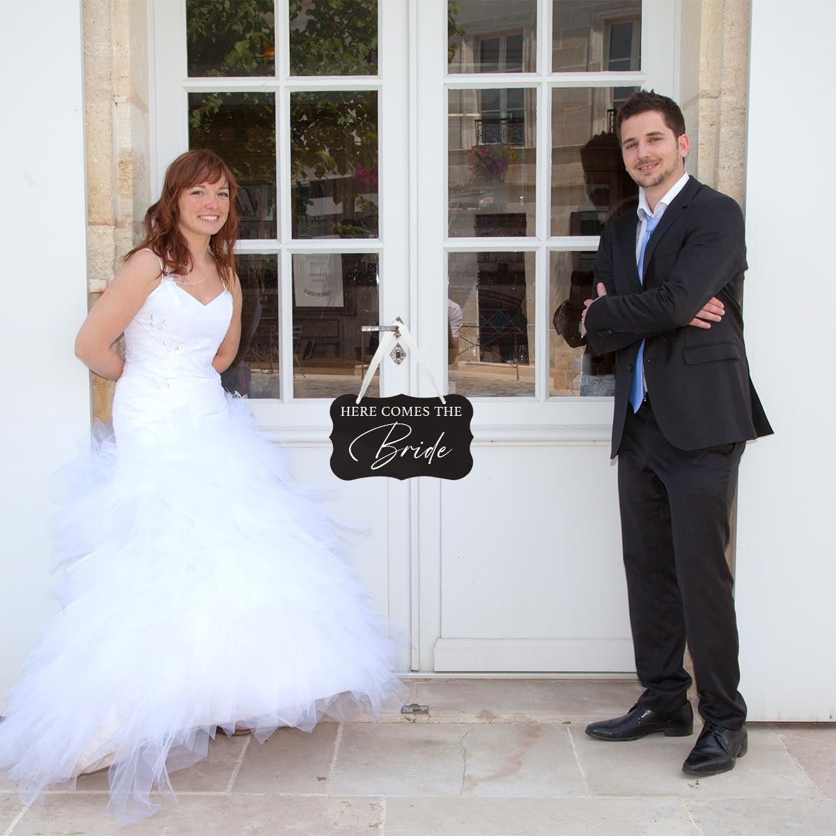 Wedding Acrylic Decor Sign with Hanging Ribbon Black