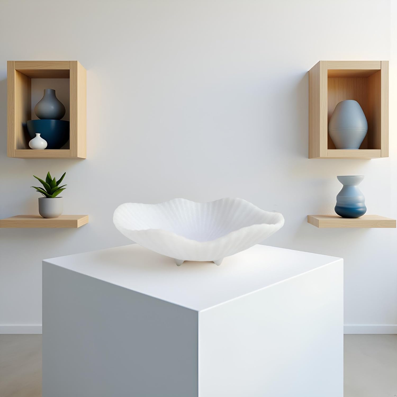 ARTRHYT Large Decorative Bowl with Scallop Pedestal