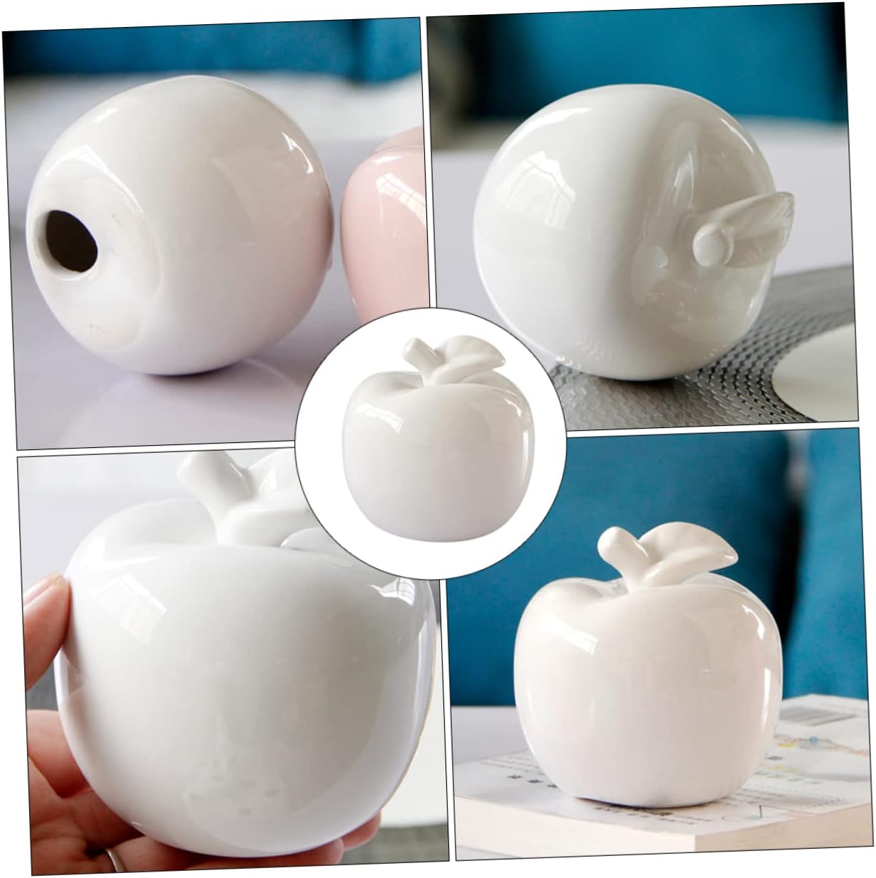 Artibetter White Ceramic Apple Statue Desktop Decor