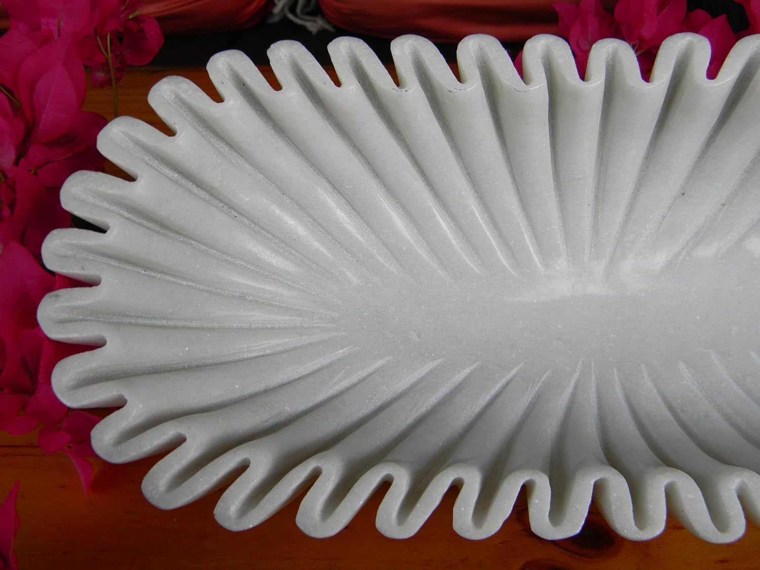 Handcrafted Marble Scallop Bowl 10 Inches White