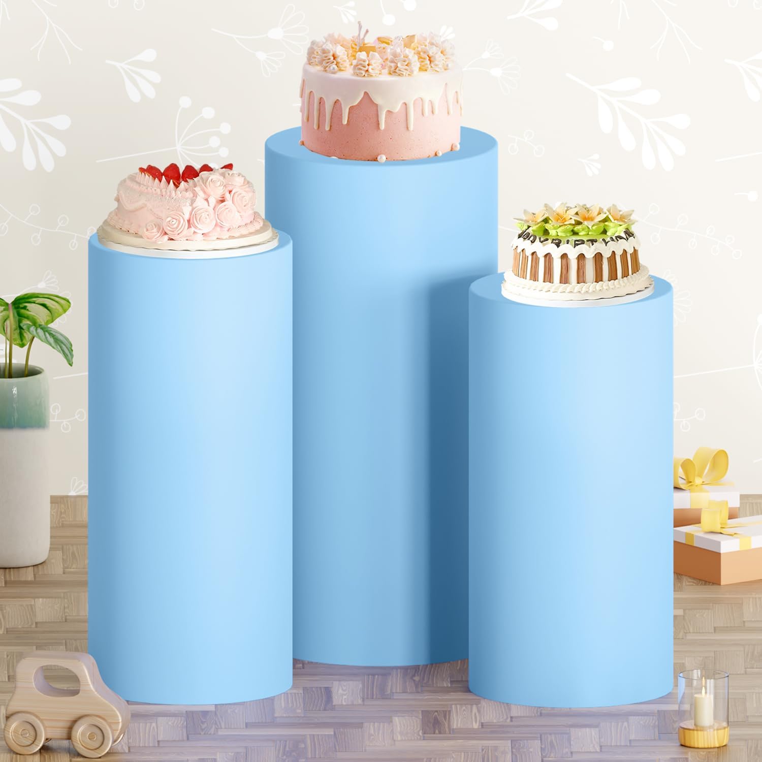 MODFUNS Baby Blue Spandex Cylinder Cover Set of 3