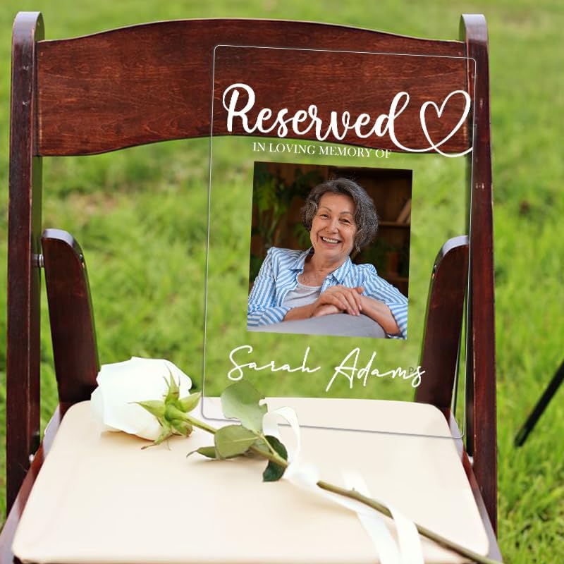 Personalized Reserved Memorial Wedding Chair Sign