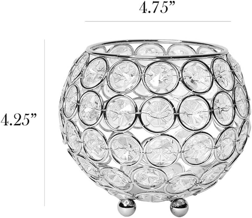 Pemberly Row Crystal Circular Centerpiece Bowl in Chrome