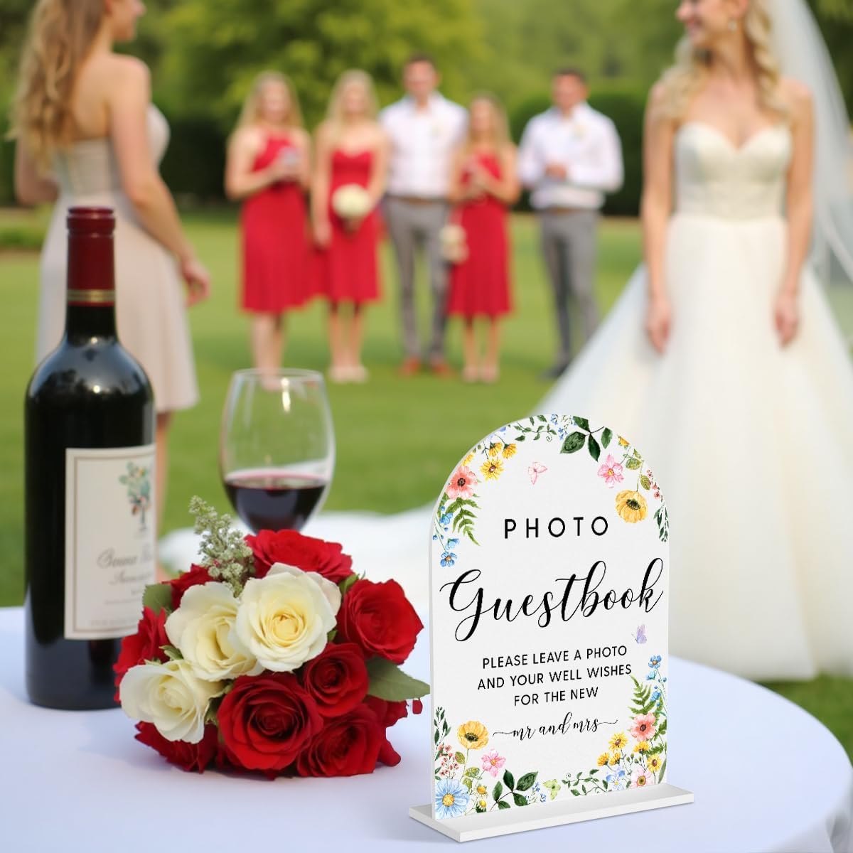 Gold Acrylic Wedding Sign 5x7 Inch Arch