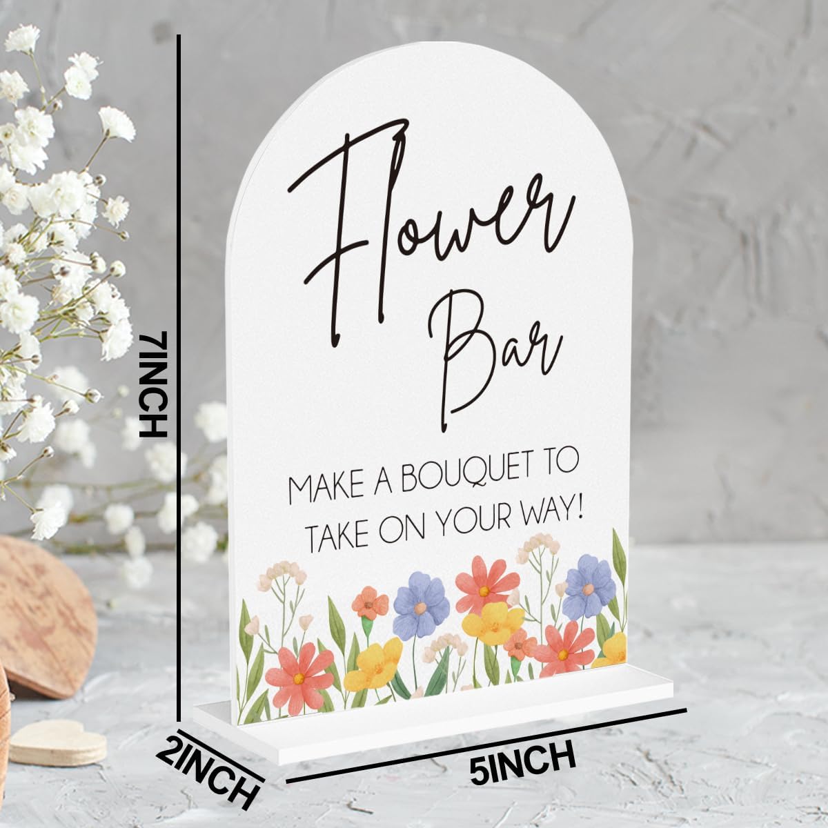 Flower Bar Sign Wedding Acrylic Decor for Desk Table