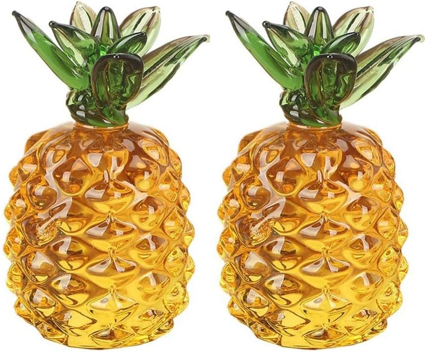 2PCS Crystal Pineapple Decor Figurine Ornament