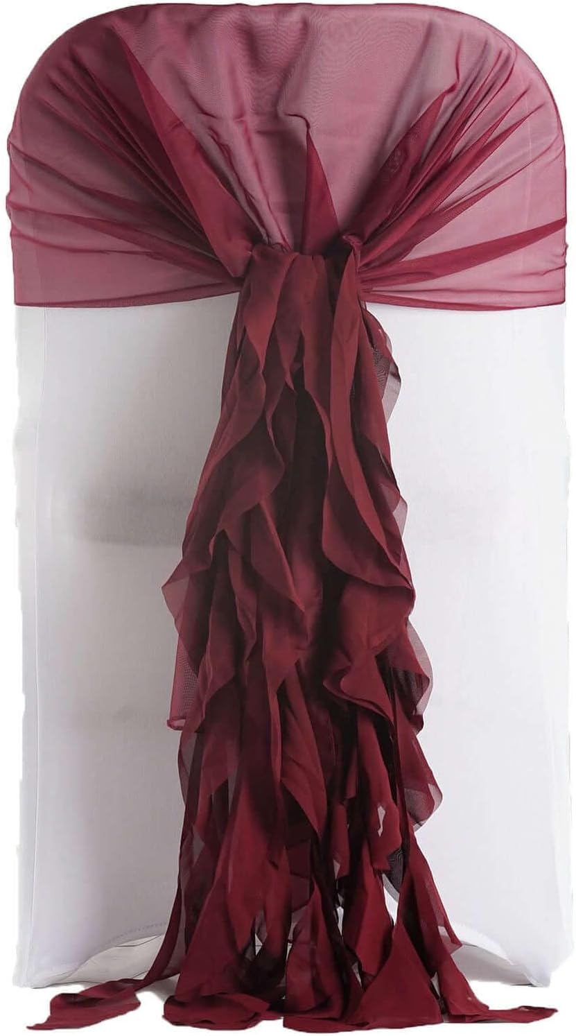 Premium Wedding Chair Sash Set Wrinkle-Free Burgundy Decor