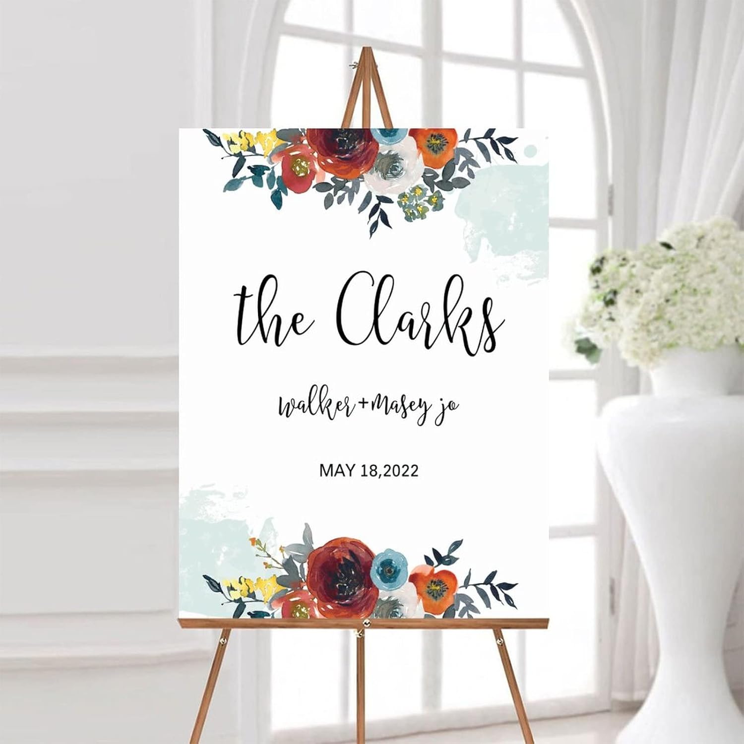 Personalized Wedding Welcome Sign Elegant Wood 12x16 Inch