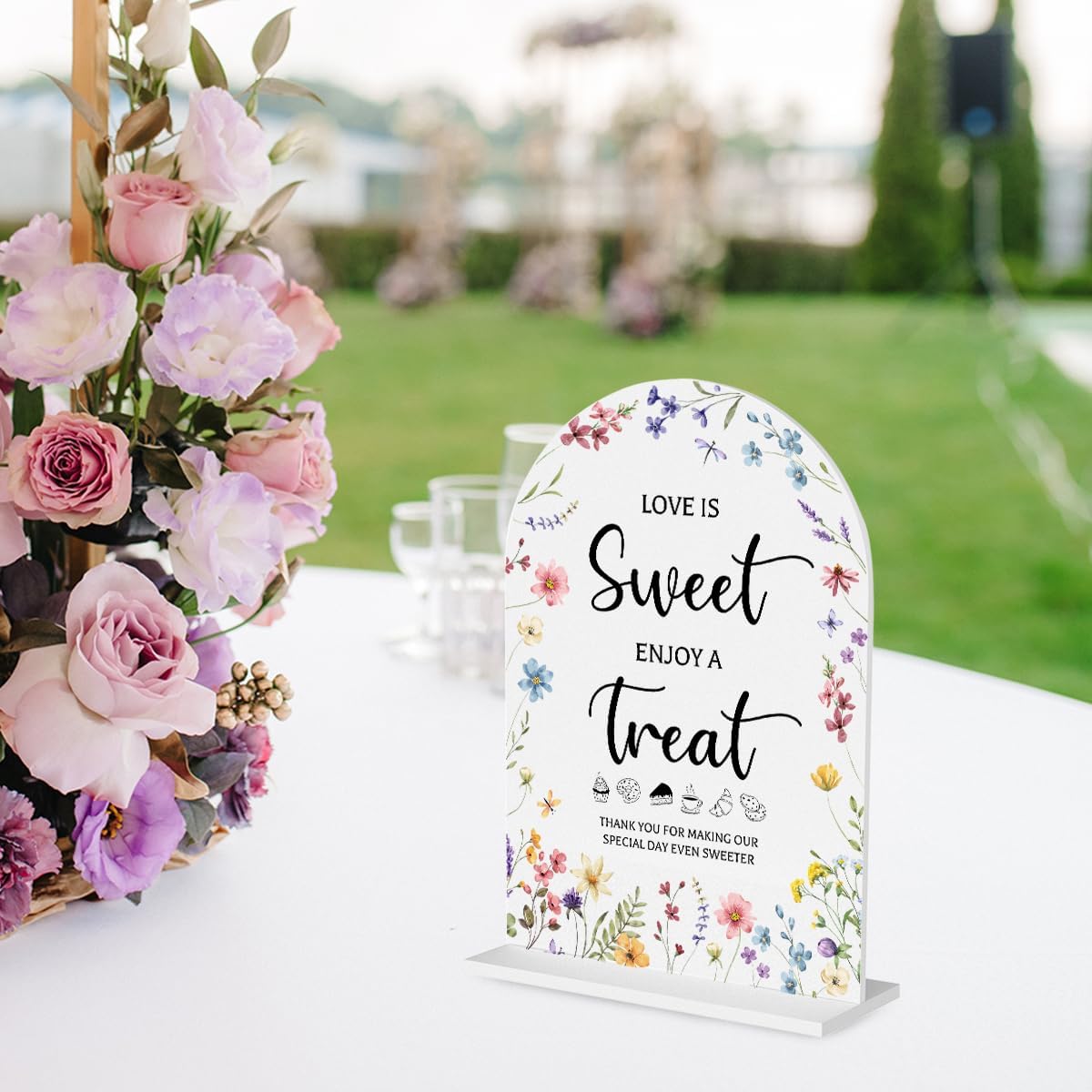 Wildflower Wedding Sign Decor for Dessert Table and Ceremony
