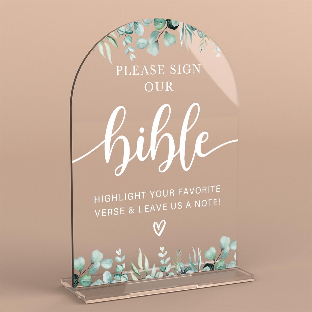 Modern Calligraphy Arch Wedding Sign with Eucalyptus Design