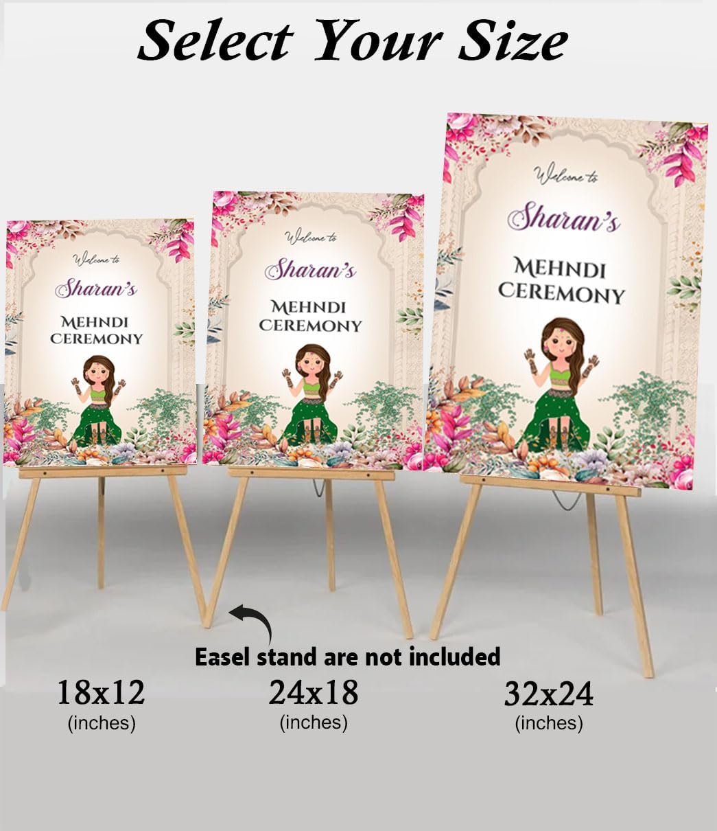Indian Mehndi Ceremony Welcome Sign Board