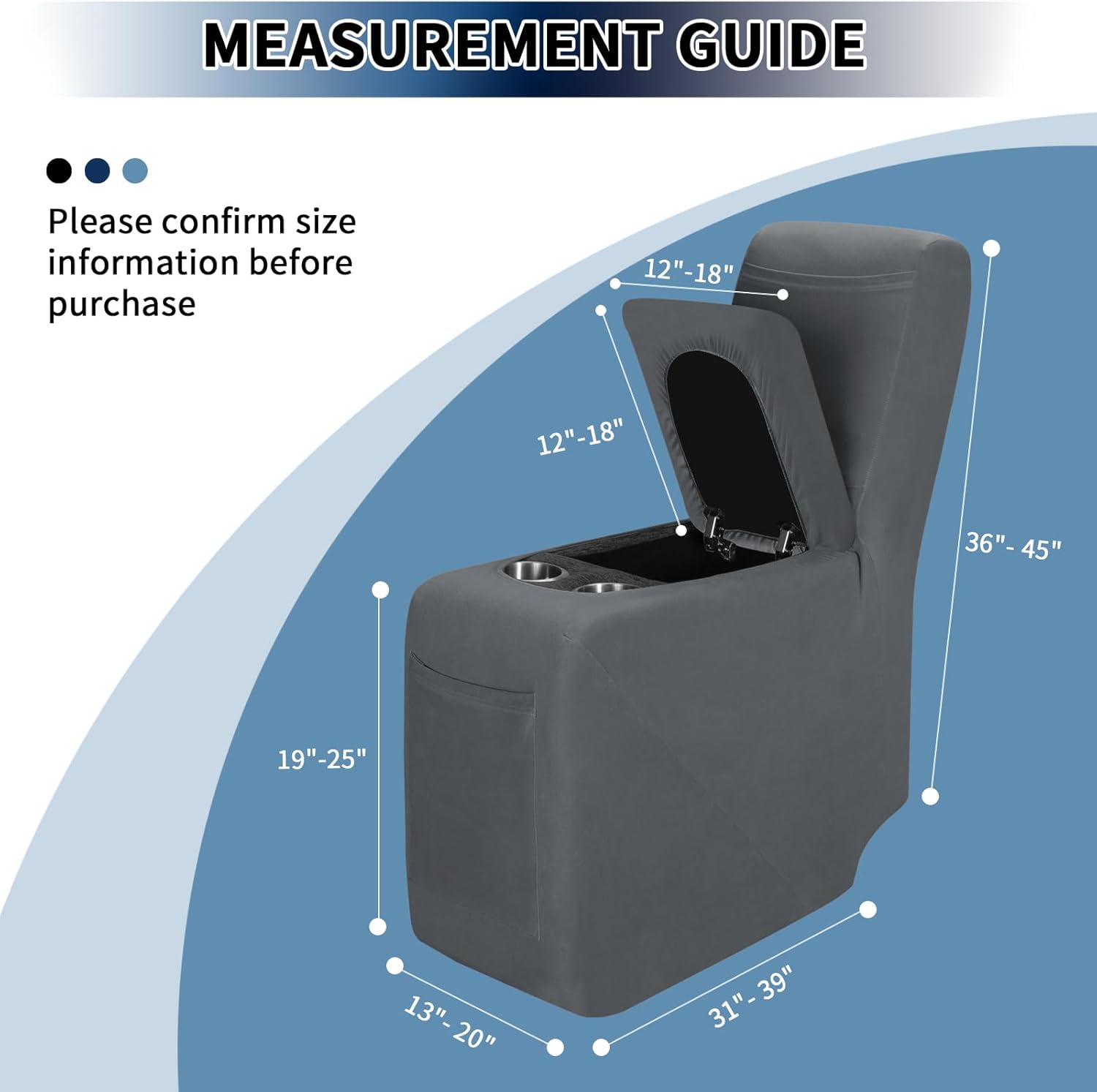 PureFit Recliner Console Cover Super Stretchy Light Gray