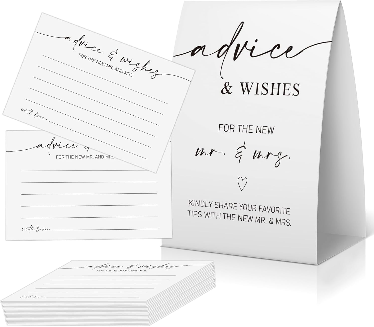 Advice and Wishes for Mr and Mrs Wedding Cards Set 30 Guests