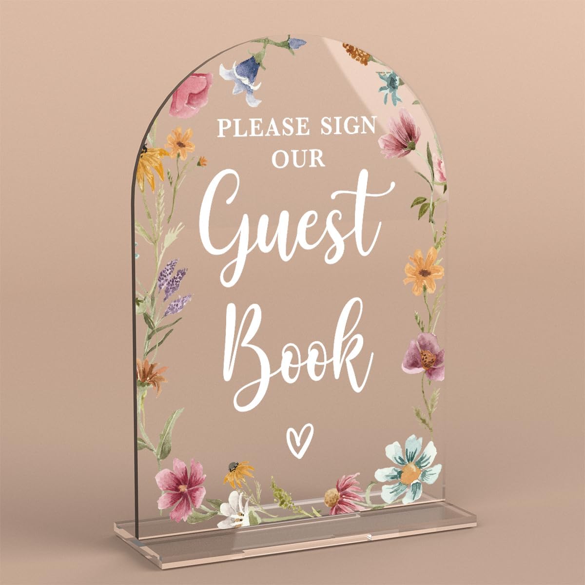 Wildflowers Acrylic Wedding Sign Guestbook Arch Table Decor