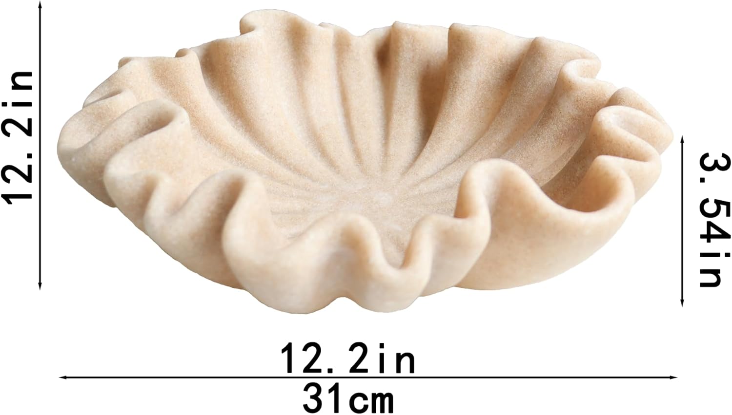 12 Inch Beige Scalloped Decorative Bowl for Keys
