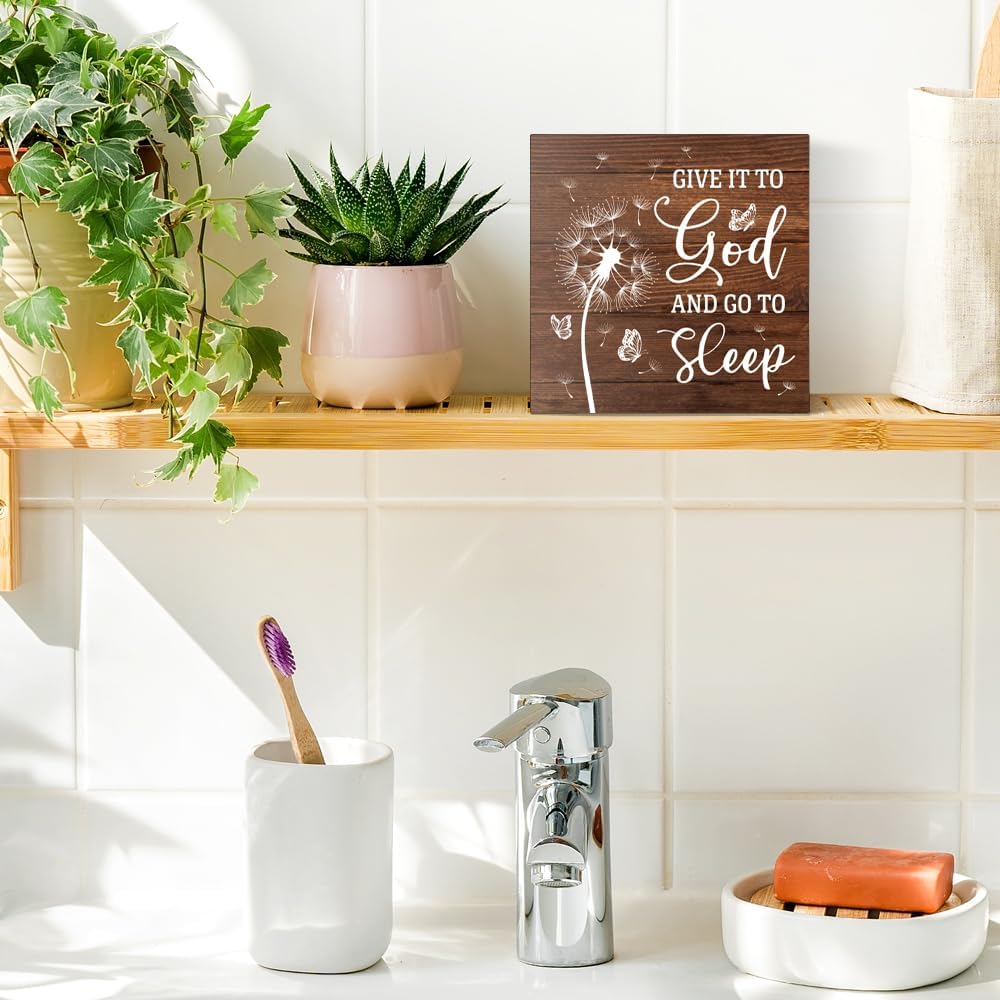 Give It To God And Go To Sleep Wooden Box Sign