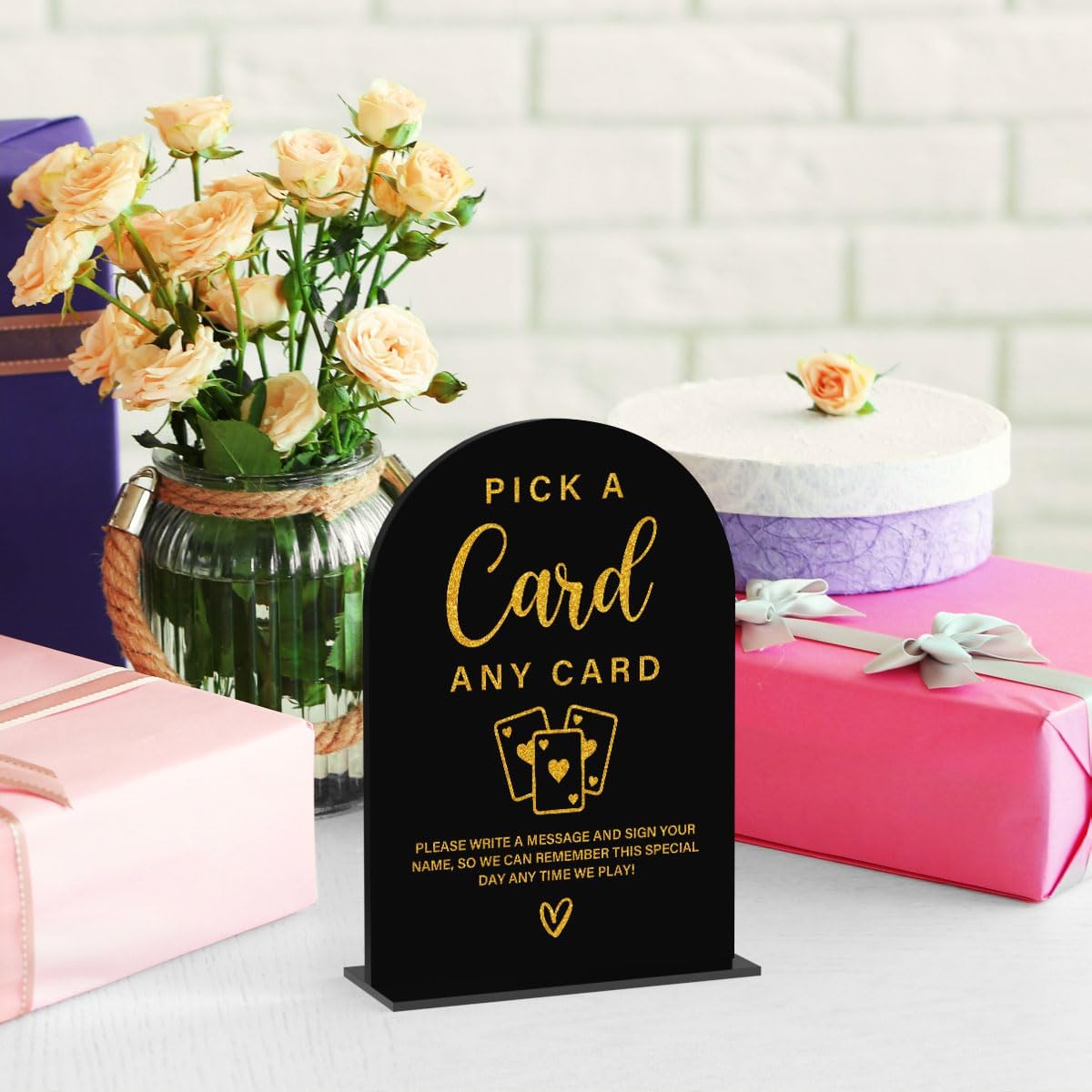 Acrylic Wedding Sign with Black Gold Design