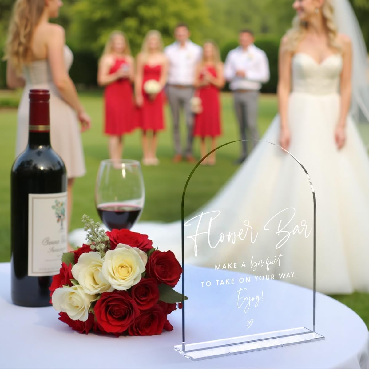 Wedding Signs Flower Bar Sign 5x7 Inch Arch Acrylic Sign