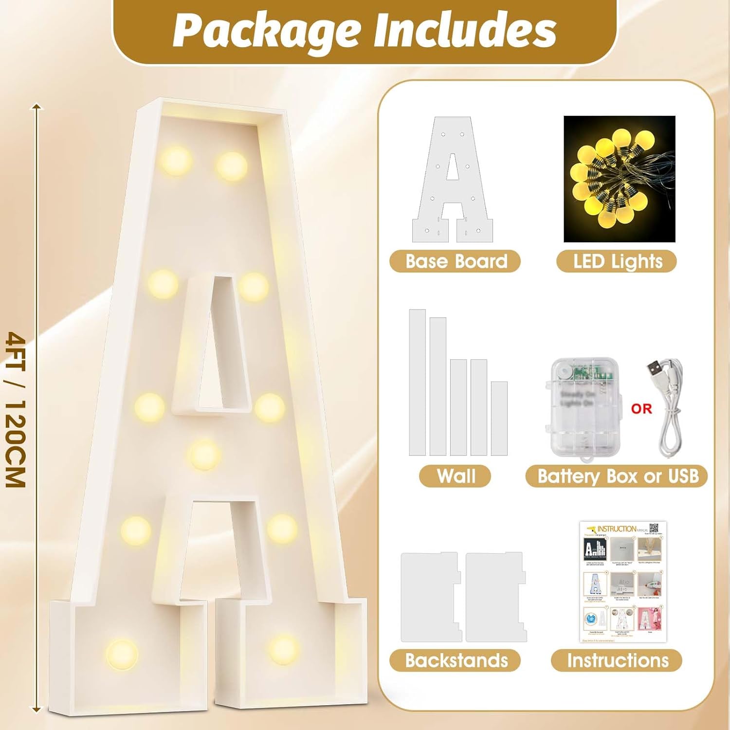 Ledido 4ft Light Up Letter Marquee Sign Decor