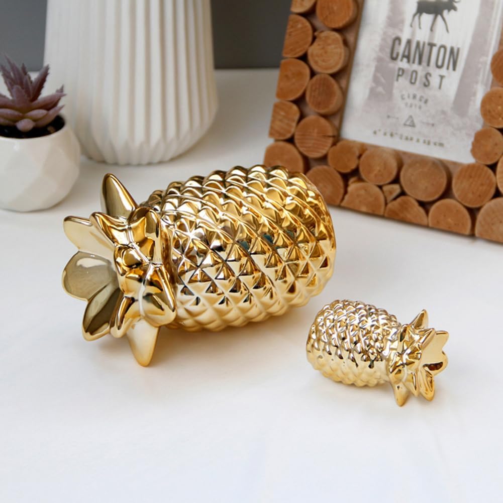 Antcam Golden Ceramic Pineapple Statue Decor