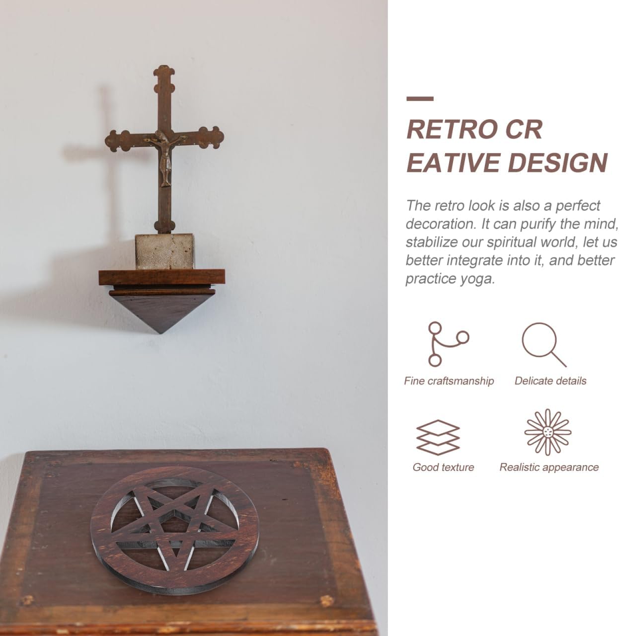 VOSAREA Pentagram Wooden Altar Tile
