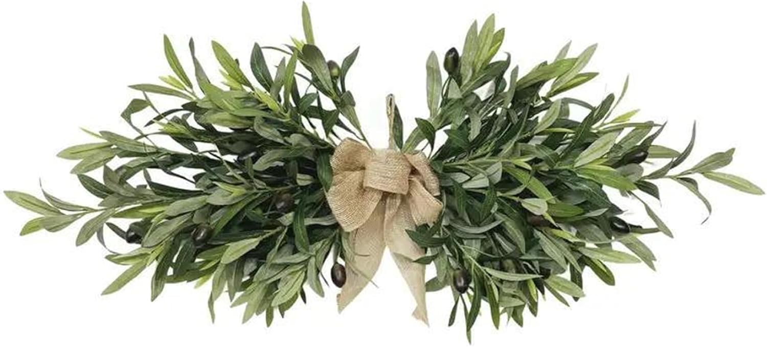 24 inch Artificial Olive Wreath with Green Leaves and Fruit