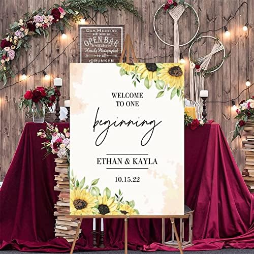 Alioyoit Personalized Wood Wedding Welcome Sign