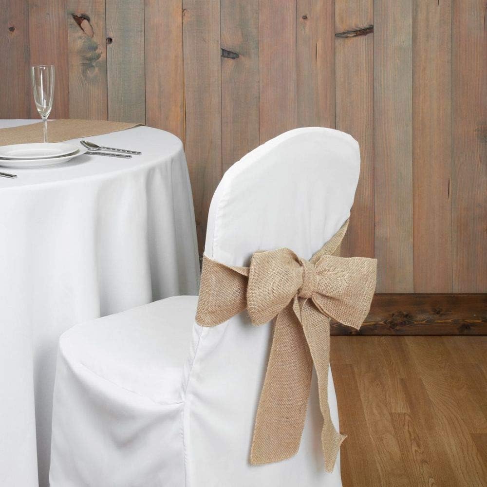 6X108 Pack of 5 Natural Jute Burlap Chair Sashes