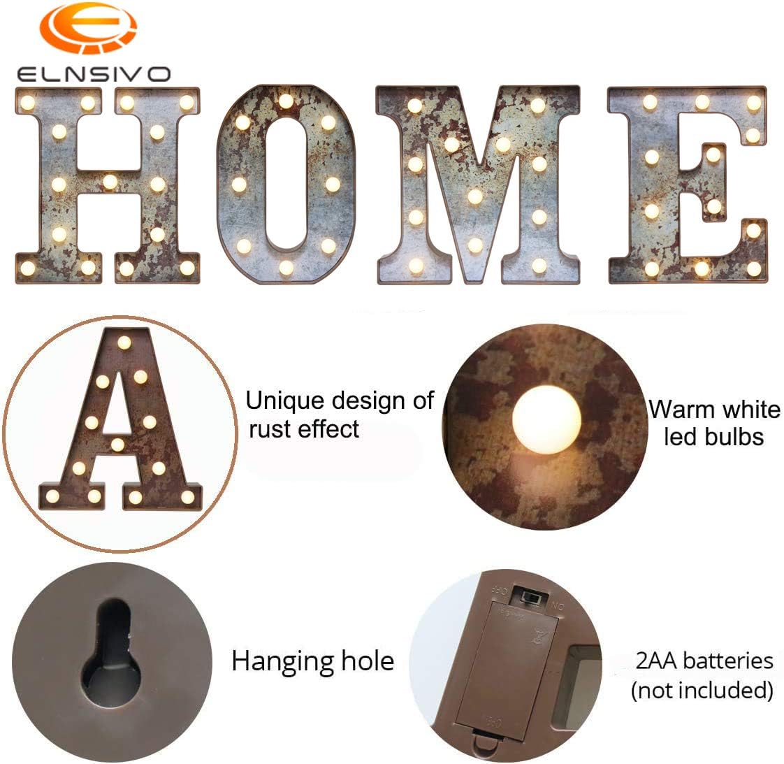 LED Marquee Letter with Rust Metal Effect