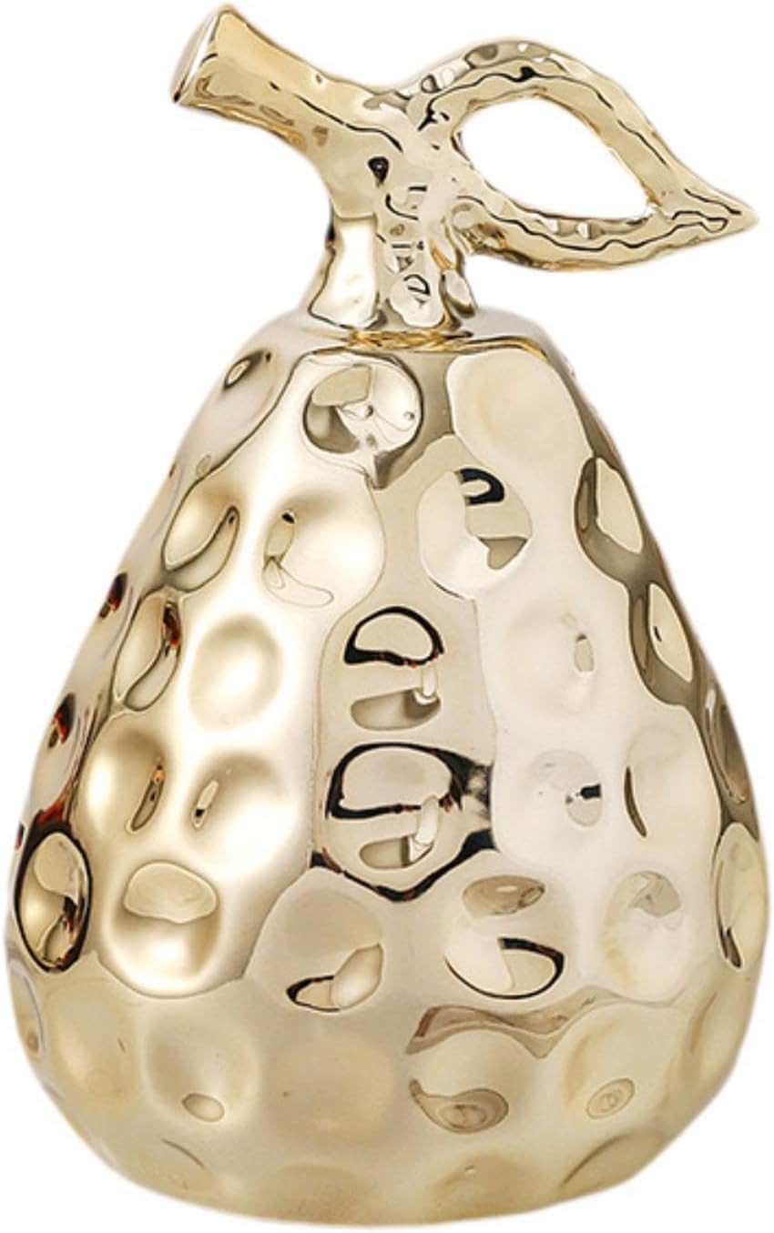 Pear Figurine Ceramic Ornament Gold