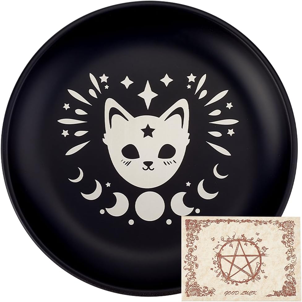 CREATCABIN Black Cat Ritual Plate Offering Bowl