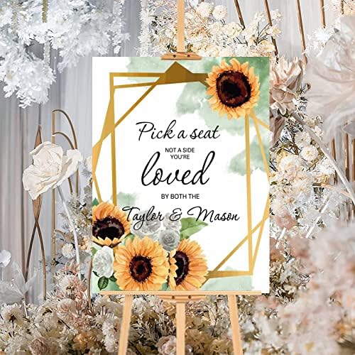 Custom Wedding Welcome Sign with Sunflower Design