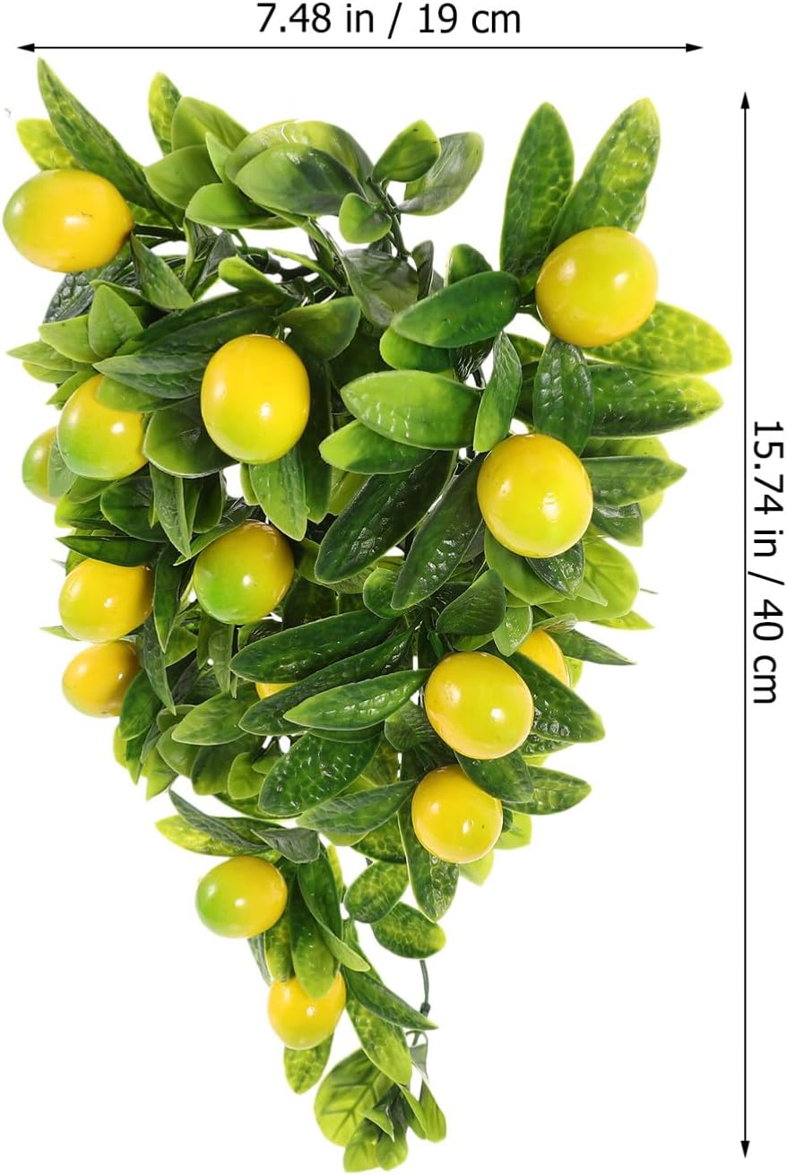 Home Decor Artificial Lemon Wreath with Teardrops and Green Leaves