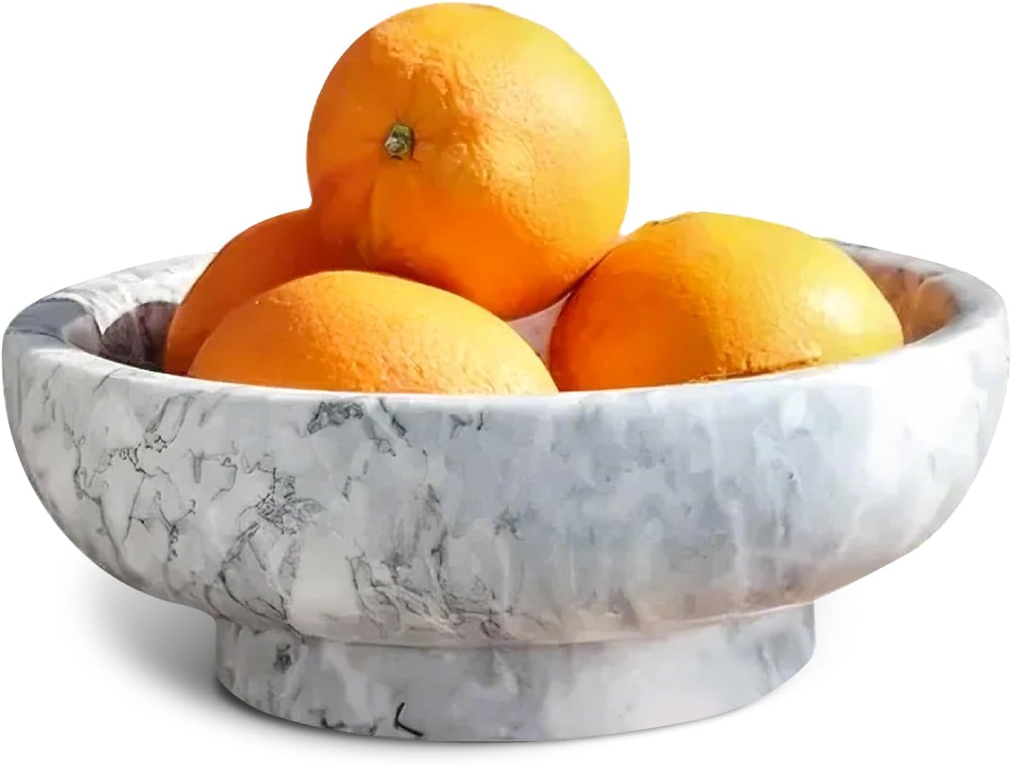 OZLMC Natural White Marble Bowl with Grey Veins 102 Diameter