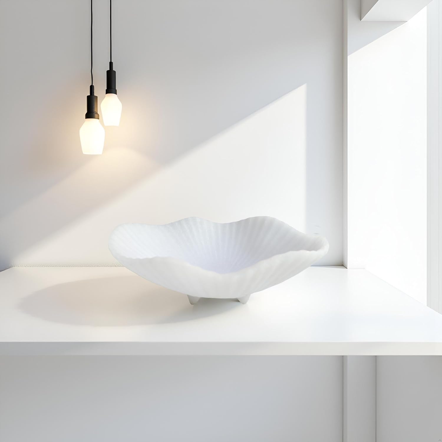 ARTRHYT Large Decorative Bowl with Scallop Pedestal