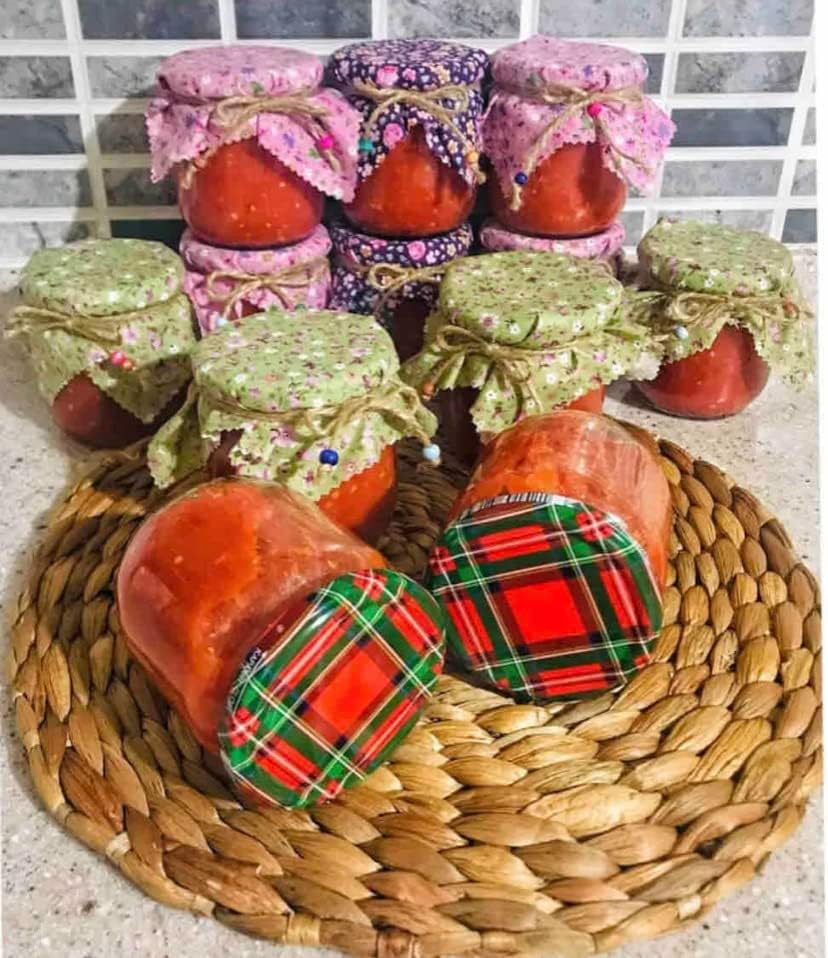 50 Pieces 100 Cotton Flowered Jar Cover Cloth With Beaded Jute Rope