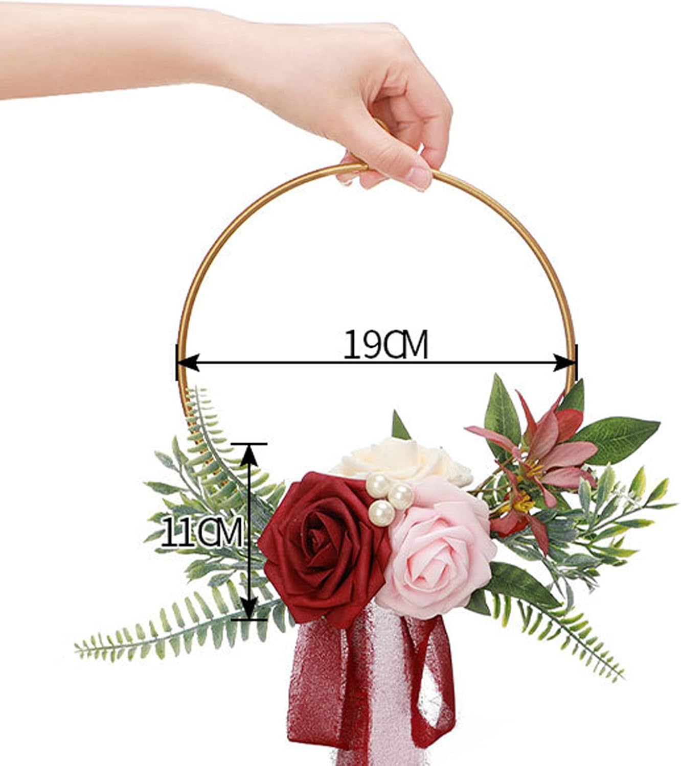 Red Wedding Floral Hoop Wreath for Bridesmaids