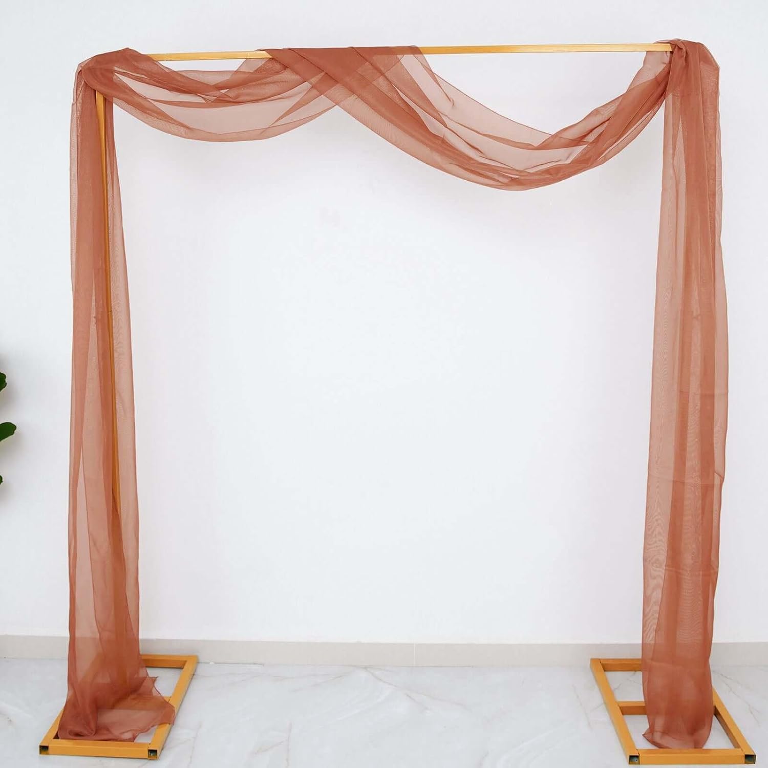 Efavormart 18 Ft Terracotta Sheer Organza Curtain Panels