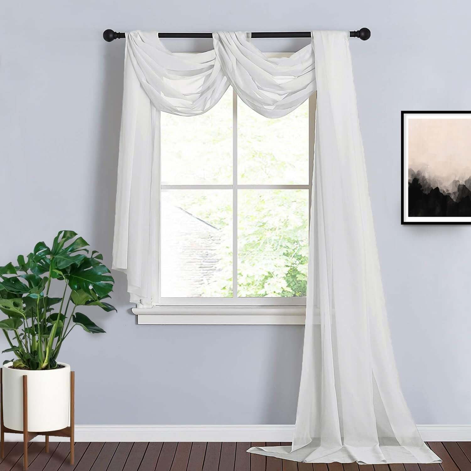Efavormart 18 Ft Ivory Sheer Organza Curtain Panels