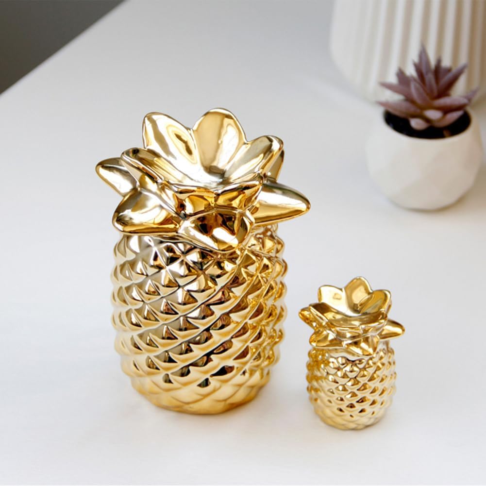 Antcam Golden Ceramic Pineapple Statue Decor