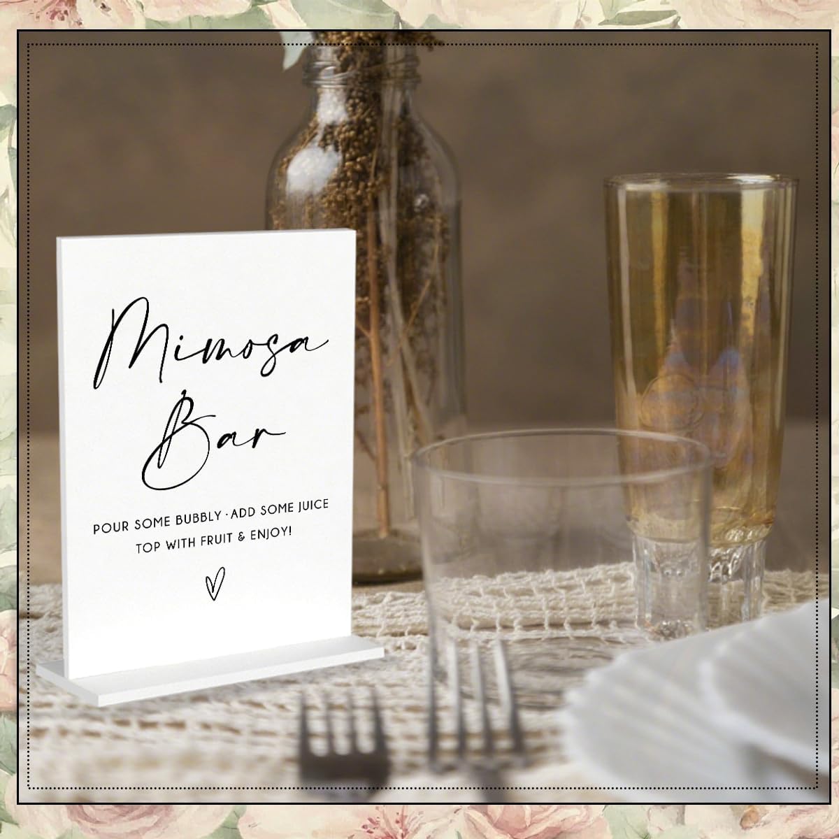 6 Pack Minimalist White Acrylic Wedding Signs