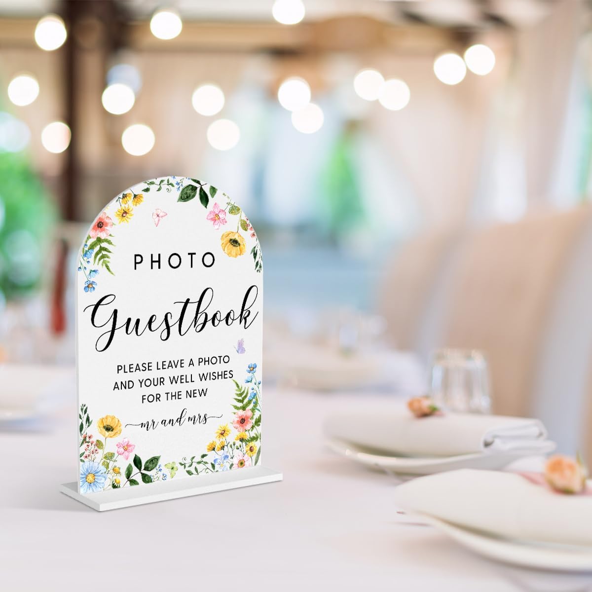 Gold Acrylic Wedding Sign 5x7 Inch Arch
