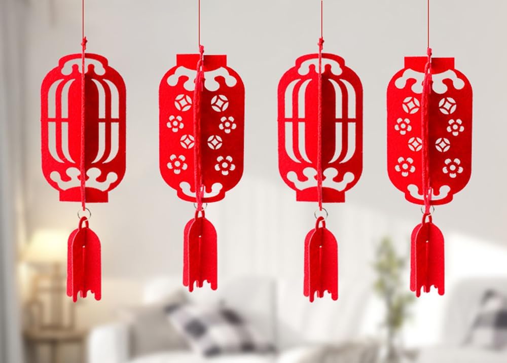 4PCS 17inch Red Lanterns for Chinese New Year Decorations