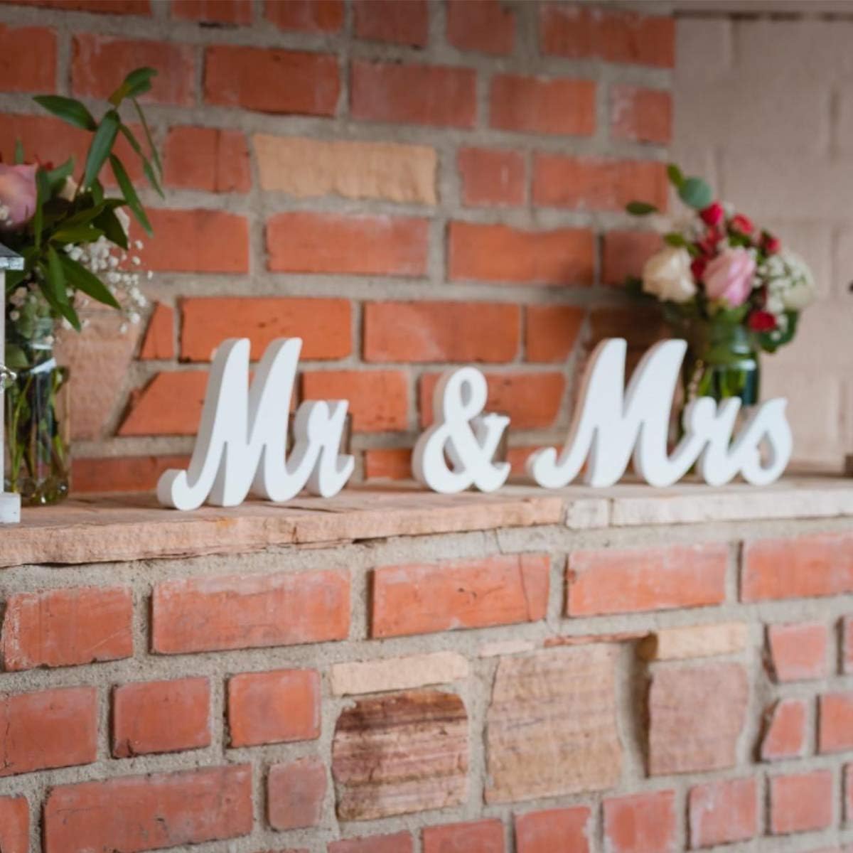 Mr Mrs Wedding Table Sign - White Wooden Letters
