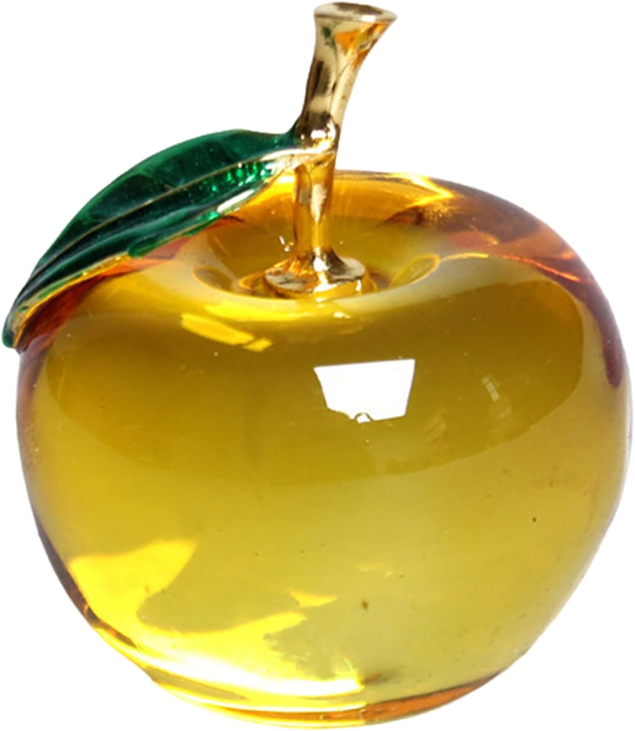 Yellow Glass Apple-Shaped Crystal Fruit Ornament