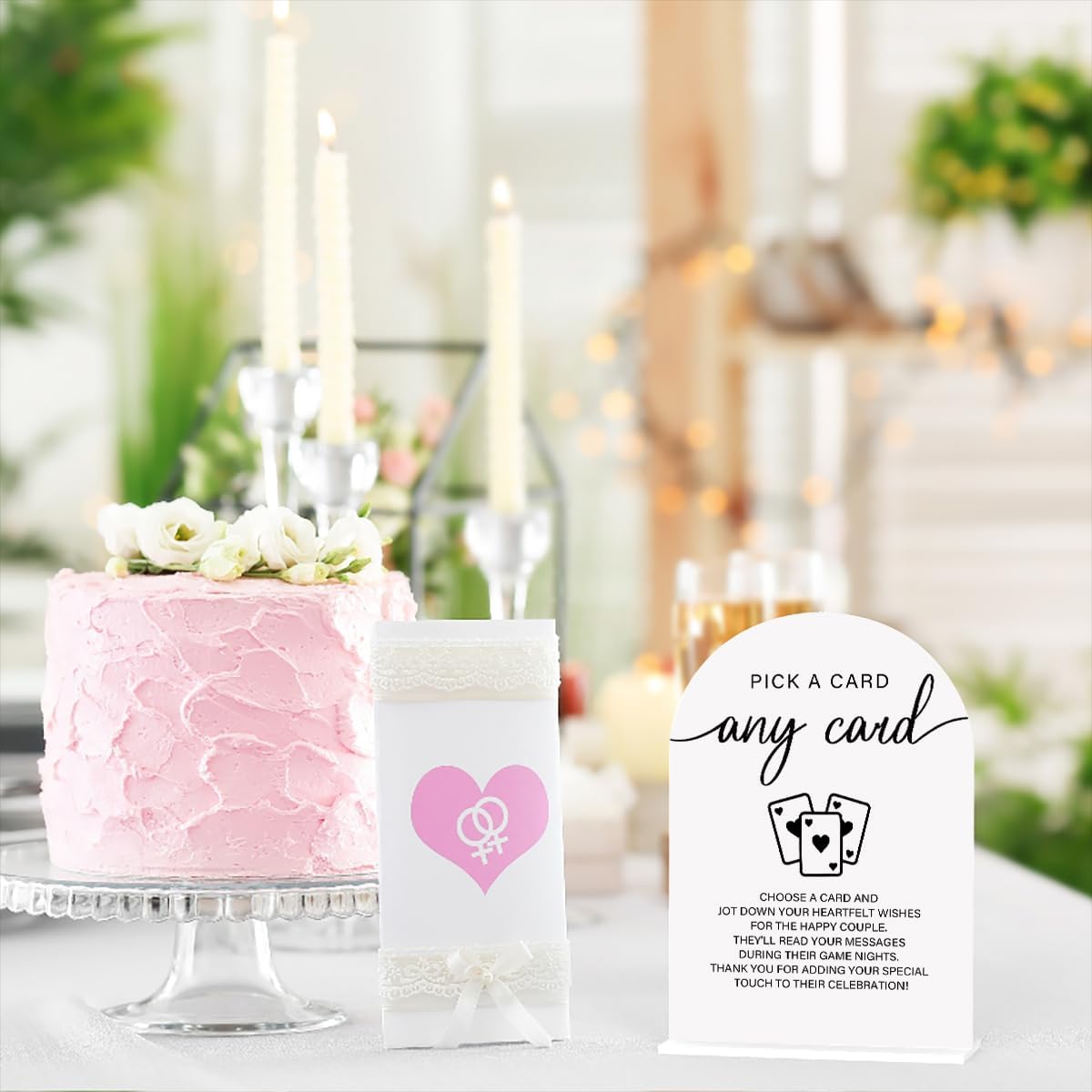 Modern Acrylic Wedding Sign with Wooden Base