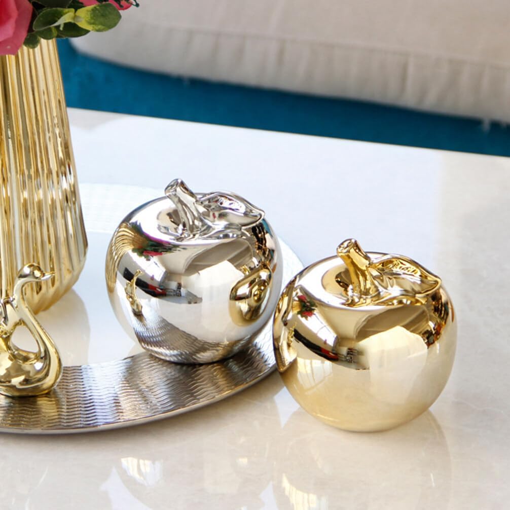 Ciieeo Silver Artificial Apple Decor Statue