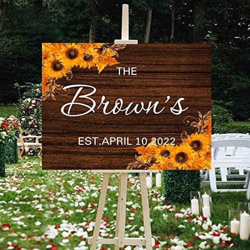 Custom Wedding Welcome Sign with Sunflowers 12x16 Inch