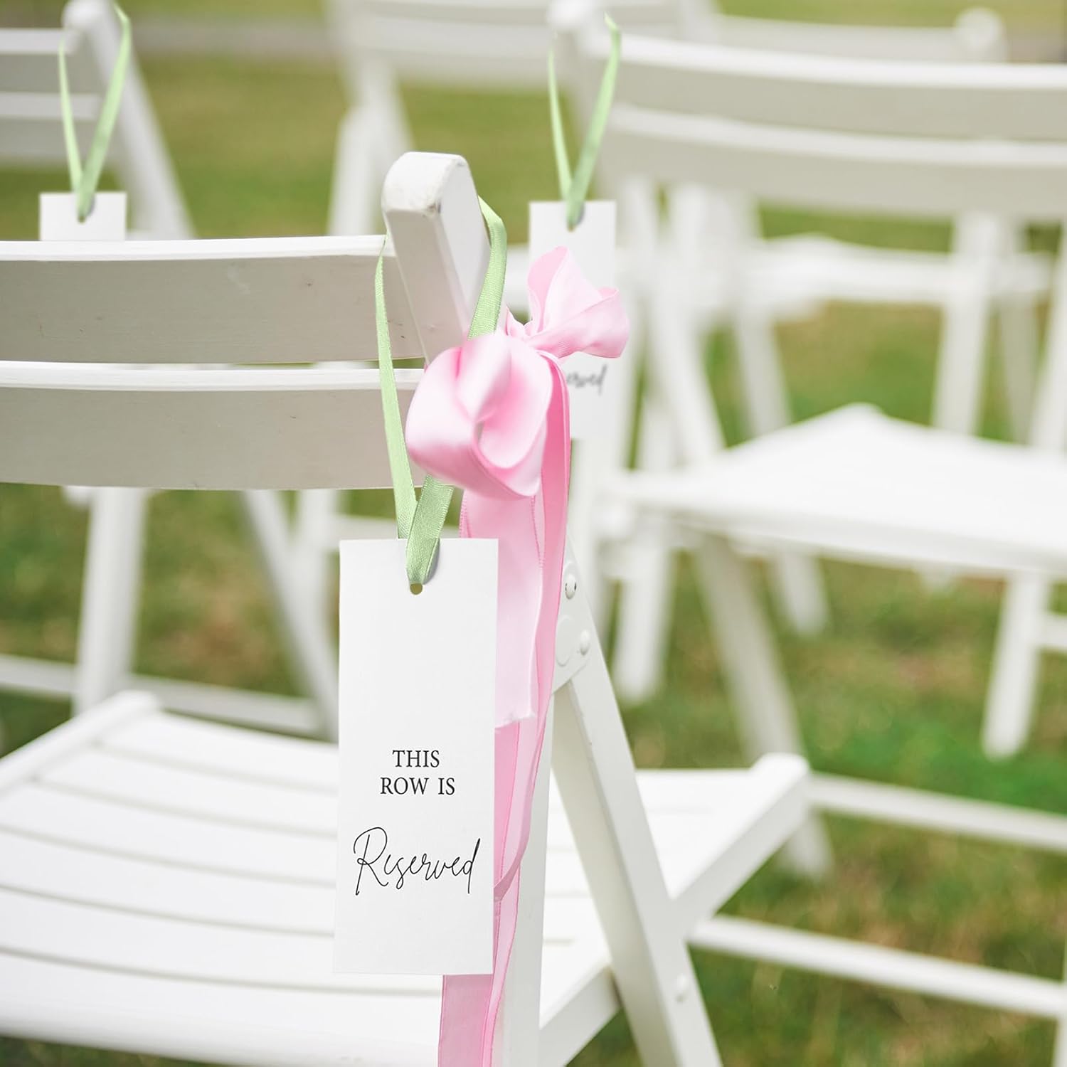 Clabby 12 Pack Reserved Chair Signs with Ribbon